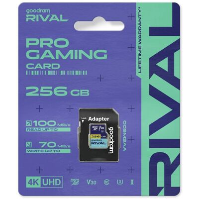 GOODRAM RIVAL paměťová karta microSD 256GB 100MB/s class 10 UHS-I V30 s adaptérem SD GOODRAM RIVAL paměťová karta microSD 256GB 100MB/s class 10 UHS-I V30 s adaptérem SD