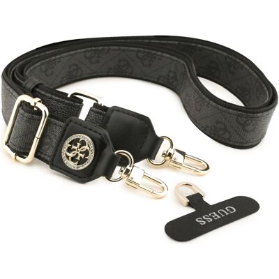 Guess Strap Tether Patch 4G Strass Metal Logo univerzální nastavitelný polyuretanová kůže 1.5m černá Guess Strap Tether Patch 4G Strass Metal Logo univerzální nastavitelný polyuretanová kůže 1.5m černá