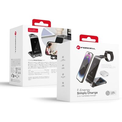 Bezdrátová nabíječka Forcell F-Energy 3in1 Simply Charge aluminium kompatibilní s Apple Watch a Samsung Watch šedá Bezdrátová nabíječka Forcell F-Energy 3in1 Simply Charge aluminium kompatibilní s Apple Watch a Samsung Watch šedá