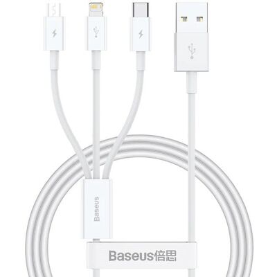 Baseus - Superior Series USB-A na USB-C/Lightning/Micro - 0,5m - 3,5A - Kabel Baseus - Superior Series USB-A na USB-C/Lightning/Micro - 0,5m - 3,5A - Kabel