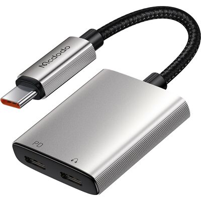 Mcdodo – audio adaptér řady Wales (CA-5570) – USB-C na USB-C, hliníková slitina, nylon, vysoké rozlišení, PD60W, 12,5 cm – šedá Mcdodo – audio adaptér řady Wales (CA-5570) – USB-C na USB-C, hliníková slitina, nylon, vysoké rozlišení, PD60W, 12,5 cm – šedá