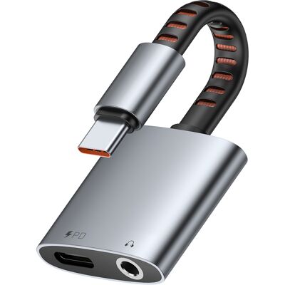 Mcdodo – audio adaptér (CA-3120) – USB-C na USB-C a DC 3,5 mm, PD60W, prémiová kvalita zvuku, hliníková slitina/nylon, 0,1 m – šedá Mcdodo – audio adaptér (CA-3120) – USB-C na USB-C a DC 3,5 mm, PD60W, prémiová kvalita zvuku, hliníková slitina/nylon, 0,1 m – šedá