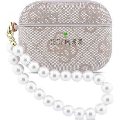 Pouzdro Guess PU 4G Classic Logo Pearl Strap pro AirPods Pro 3 Pink Pouzdro Guess PU 4G Classic Logo Pearl Strap pro AirPods Pro 3 Pink