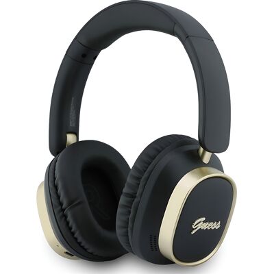 Guess bezdrátová náhlavní sluchátka Rectangle Metal Script přes uši s Bluetooth ENC a ekologickou kůží černá Guess bezdrátová náhlavní sluchátka Rectangle Metal Script přes uši s Bluetooth ENC a ekologickou kůží černá