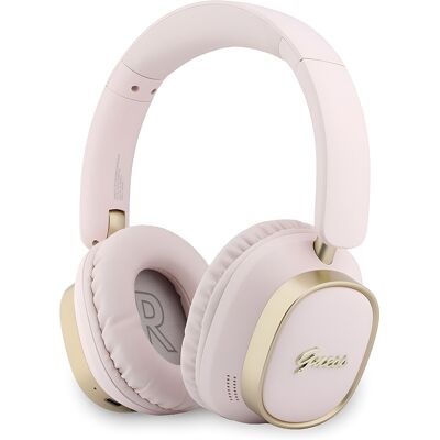Guess bezdrátová náhlavní sluchátka Rectangle Metal Script přes uši s Bluetooth ENC a ekologickou kůží růžová Guess bezdrátová náhlavní sluchátka Rectangle Metal Script přes uši s Bluetooth ENC a ekologickou kůží růžová