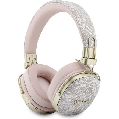 Guess bezdrátová náhlavní sluchátka Metal 4G Script Logo přes uši s Bluetooth ENC a ekologickou kůží růžová Guess bezdrátová náhlavní sluchátka Metal 4G Script Logo přes uši s Bluetooth ENC a ekologickou kůží růžová