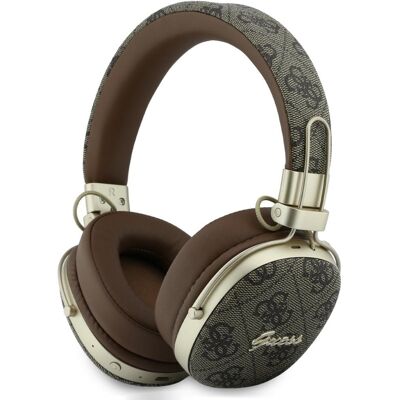 Guess bezdrátová náhlavní sluchátka Metal 4G Script Logo přes uši s Bluetooth ENC a ekologickou kůží hnědá Guess bezdrátová náhlavní sluchátka Metal 4G Script Logo přes uši s Bluetooth ENC a ekologickou kůží hnědá