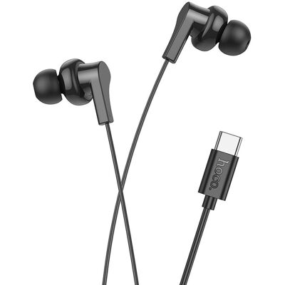 Kabelová sluchátka do uší Hoco M114 s USB-C a mikrofonem černá Kabelová sluchátka do uší Hoco M114 s USB-C a mikrofonem černá