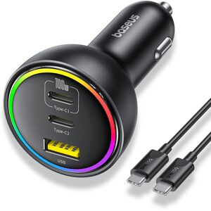 Baseus Car Charger 2x USB-C USB 152.5W Rychlé Nabíjení RGB USB-C Kabel Černá Baseus Car Charger 2x USB-C USB 152.5W Rychlé Nabíjení RGB USB-C Kabel Černá