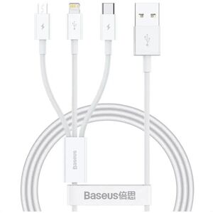 Baseus datový kabel USB na USB-C Lightning Micro-USB 100W 1.5m bílý Baseus datový kabel USB na USB-C Lightning Micro-USB 100W 1.5m bílý
