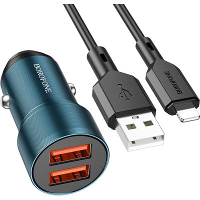 Nabíječka do auta Borofone BZ19 vč. Lightning kabelu Dual 12W modrá Nabíječka do auta Borofone BZ19 vč. Lightning kabelu Dual 12W modrá