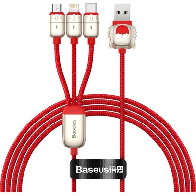 Kabel Baseus Year of the Tiger 3 in 1 - USB na Type C, Lightning, Micro USB - 3,5A 1,2 metru (CASX010009) červený Kabel Baseus Year of the Tiger 3 in 1 - USB na Type C, Lightning, Micro USB - 3,5A 1,2 metru (CASX010009) červený