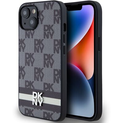 Pouzdro DKNY pro iPhone 14 - Kožené Kostičky a Pruhy Pouzdro DKNY pro iPhone 14 - Kožené Kostičky a Pruhy