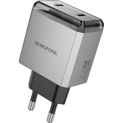 Adaptér Borofone BN21 Lena s funkcí rychlonabíjení Dual 40W šedý Adaptér Borofone BN21 Lena s funkcí rychlonabíjení Dual 40W šedý