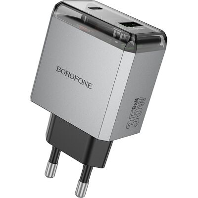 Adaptér Borofone BN20 Lena s funkcí rychlonabíjení Dual 35W šedý Adaptér Borofone BN20 Lena s funkcí rychlonabíjení Dual 35W šedý