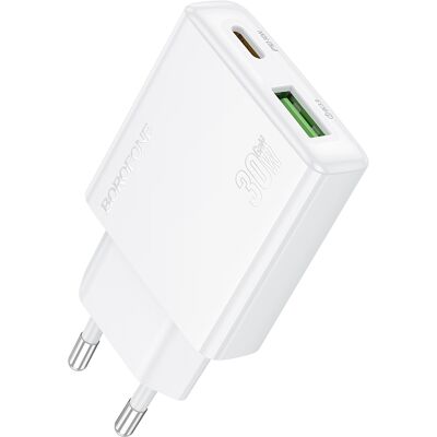 Adaptér Borofone BN25 Wish (Ultra Thin) s funkcí rychlonabíjení Dual 30W bílý Adaptér Borofone BN25 Wish (Ultra Thin) s funkcí rychlonabíjení Dual 30W bílý