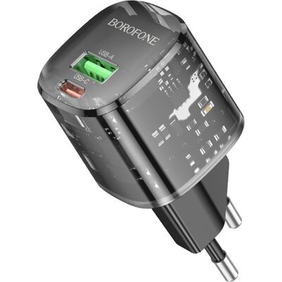 Adaptér Borofone BN17 Sunlight s funkcí rychlonabíjení Dual 20W 3A černý Adaptér Borofone BN17 Sunlight s funkcí rychlonabíjení Dual 20W 3A černý