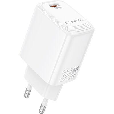 Adaptér Borofone BN28 Fuente s funkcí rychlonabíjení 30W bílý Adaptér Borofone BN28 Fuente s funkcí rychlonabíjení 30W bílý