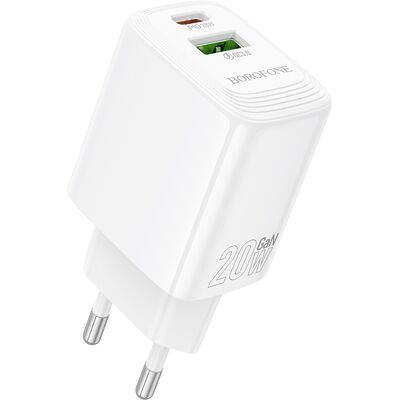 Adaptér Borofone BN27 Fuente s funkcí rychlonabíjení 20W Dual bílý Adaptér Borofone BN27 Fuente s funkcí rychlonabíjení 20W Dual bílý