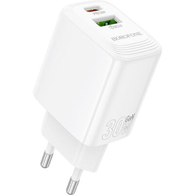 Adaptér Borofone BN29 Fuente s funkcí rychlonabíjení 30W Dual bílý Adaptér Borofone BN29 Fuente s funkcí rychlonabíjení 30W Dual bílý