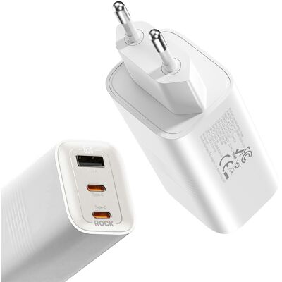 Adaptér Rock Ice2Cube GaN s funkcí rychlonabíjení PD 65W 3A bílý Adaptér Rock Ice2Cube GaN s funkcí rychlonabíjení PD 65W 3A bílý
