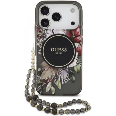 Zadní kryt Guess IML Flowers Strap MagSafe pro iPhone 17 Pro Black Zadní kryt Guess IML Flowers Strap MagSafe pro iPhone 17 Pro Black