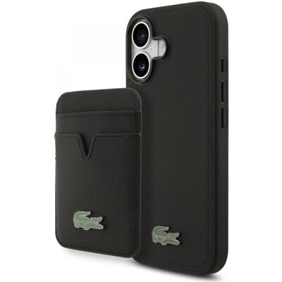 Zadní kryt Lacoste Iconic Petit Pique MagSafe + Peněženka pro iPhone 17 Black Zadní kryt Lacoste Iconic Petit Pique MagSafe + Peněženka pro iPhone 17 Black