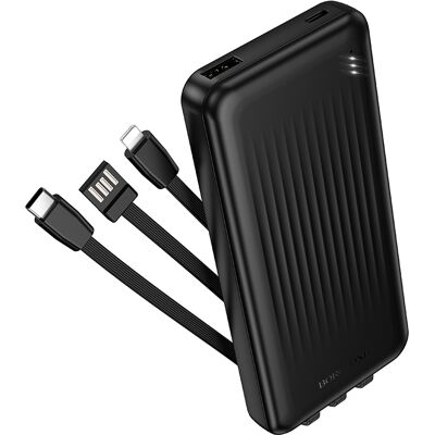 Powerbank Borofone 10000mAh BJ79 Clever - USB-A - s USB-C a Lightning kabelem černá Powerbank Borofone 10000mAh BJ79 Clever - USB-A - s USB-C a Lightning kabelem černá