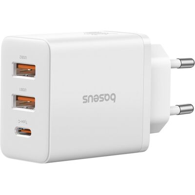 Baseus Síťová nabíječka GaN 2x USB Type-C Rychlé nabíjení 30W Bílá Baseus Síťová nabíječka GaN 2x USB Type-C Rychlé nabíjení 30W Bílá