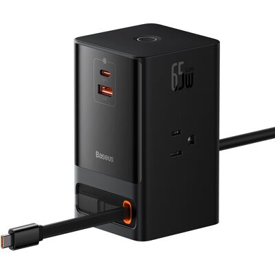 Baseus PowerCombo 3xAC USB Type-C 65W US Plug černý Baseus PowerCombo 3xAC USB Type-C 65W US Plug černý