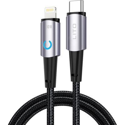 Lito Datový kabel LD10CL Type-C na Lightning Rychlonabíjecí 30W s LED 1m černý Lito Datový kabel LD10CL Type-C na Lightning Rychlonabíjecí 30W s LED 1m černý