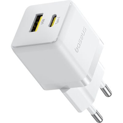 Baseus Wall Charger Palm Series 2v1 Rychlá Nabíječka USB Type-C 20W 5V/3A Měsíční Bílá Baseus Wall Charger Palm Series 2v1 Rychlá Nabíječka USB Type-C 20W 5V/3A Měsíční Bílá