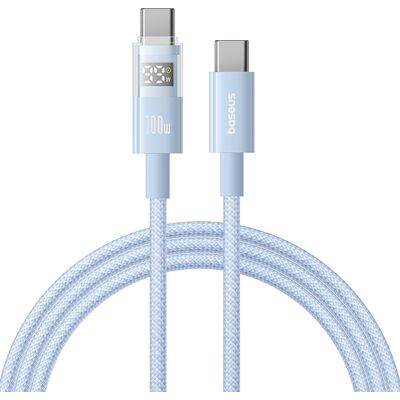 Baseus Data Cable Display 2 Rychlonabíjecí Type-C na Type-C Digitální displej 100W 1m modrá Galaxy Baseus Data Cable Display 2 Rychlonabíjecí Type-C na Type-C Digitální displej 100W 1m modrá Galaxy