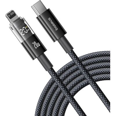 Baseus Data Cable Display 2 Rychlonabíjecí Type-C na Lightning Digitální displej 20W 1m Kosmická černá Baseus Data Cable Display 2 Rychlonabíjecí Type-C na Lightning Digitální displej 20W 1m Kosmická černá