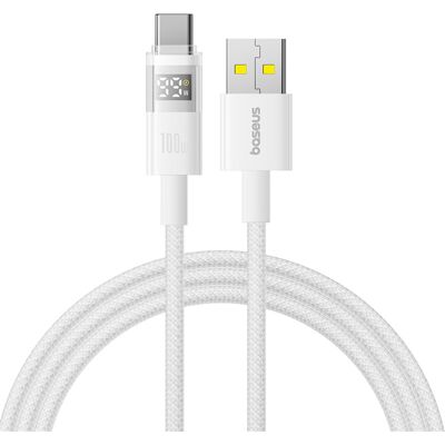 Baseus Data Cable Display 2 Rychlonabíjecí USB na Type-C Digitální Displej 100W 1m Měsíční Bílá Baseus Data Cable Display 2 Rychlonabíjecí USB na Type-C Digitální Displej 100W 1m Měsíční Bílá