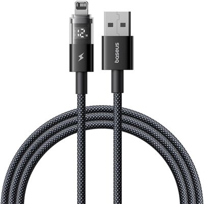 Baseus Data Cable Display 2 USB na Lightning Rychlé nabíjení Digitální displej 2.4A 1m Kosmická černá Baseus Data Cable Display 2 USB na Lightning Rychlé nabíjení Digitální displej 2.4A 1m Kosmická černá