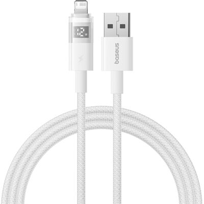 Baseus Data Cable Display 2 USB na Lightning Rychlé nabíjení Digitální displej 2.4A 1m Měsíční bílá Baseus Data Cable Display 2 USB na Lightning Rychlé nabíjení Digitální displej 2.4A 1m Měsíční bílá