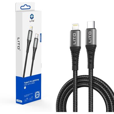 Lito Datový kabel LD08CL Type-C na Lightning Rychlé nabíjení 27W 1m černý Lito Datový kabel LD08CL Type-C na Lightning Rychlé nabíjení 27W 1m černý