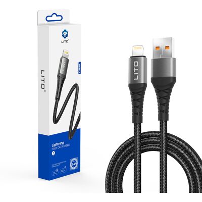 Lito Datový kabel LD22L USB-A na Lightning Rychlé nabíjení 2.4A 2m černý Lito Datový kabel LD22L USB-A na Lightning Rychlé nabíjení 2.4A 2m černý