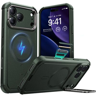 ESR Cyber Armor Kickstand pro iPhone 17 Pro Max zelená ESR Cyber Armor Kickstand pro iPhone 17 Pro Max zelená
