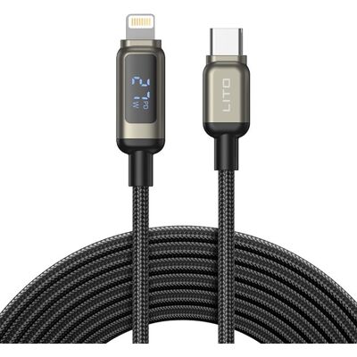 Lito Datový kabel LD15 Type-C na Lightning Rychlé nabíjení Černý Lito Datový kabel LD15 Type-C na Lightning Rychlé nabíjení Černý