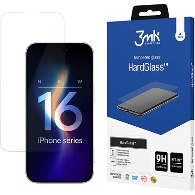 3mk HardGlass tvrzené sklo na displej iPhone 16 čiré 3mk HardGlass tvrzené sklo na displej iPhone 16 čiré