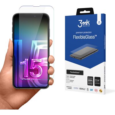 3mk FlexibleGlass iPhone 15 průhledné sklo 3mk FlexibleGlass iPhone 15 průhledné sklo