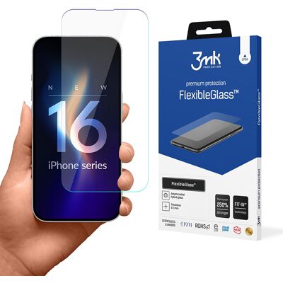 3mk FlexibleGlass pro iPhone 16 průhledný 3mk FlexibleGlass pro iPhone 16 průhledný
