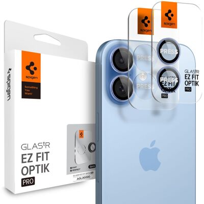 Spigen Optik.tR EZ Fit Pro sklo na kameru (2 ks) iPhone 17/16 Plus/16 modrá Spigen Optik.tR EZ Fit Pro sklo na kameru (2 ks) iPhone 17/16 Plus/16 modrá