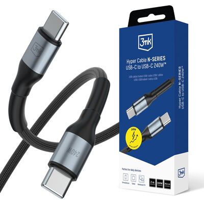 3mk datový kabel Hyper N-Series Type-C to Type-C 240W 2m černý 3mk datový kabel Hyper N-Series Type-C to Type-C 240W 2m černý