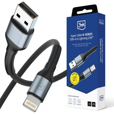 3mk Datový kabel Hyper N-Series USB to Lightning 12W 5V2.4A 1m černý 3mk Datový kabel Hyper N-Series USB to Lightning 12W 5V2.4A 1m černý