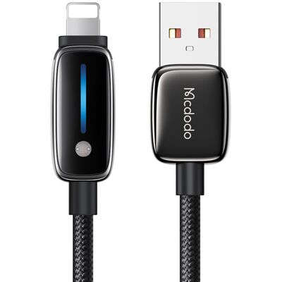 Mcdodo – datový kabel (CA-0010) – s automatickou úpravou jasu, USB-A na Lightning, 3A, 1,2m – černý Mcdodo – datový kabel (CA-0010) – s automatickou úpravou jasu, USB-A na Lightning, 3A, 1,2m – černý