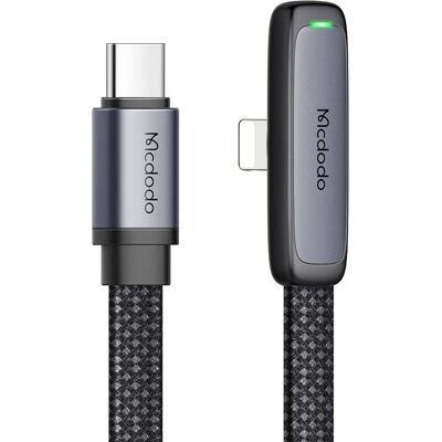 Mcdodo – datový kabel (CA-3350) – Type-C na Lightning, 90stupňový design, 36W, LED indikátor, 1,2m – černý Mcdodo – datový kabel (CA-3350) – Type-C na Lightning, 90stupňový design, 36W, LED indikátor, 1,2m – černý