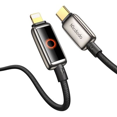 Mcdodo – datový kabel (CA-6670) – s dýchacím světelným LED displejem, USB-C na Lightning, automatické vypnutí, 36W, 1,2m – černý Mcdodo – datový kabel (CA-6670) – s dýchacím světelným LED displejem, USB-C na Lightning, automatické vypnutí, 36W, 1,2m – černý